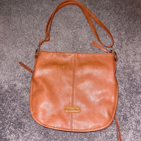Montana West Hobo Bag Shoulder Purse Expandable Brown Pebbled Vegan Leather - Picture 1 of 4